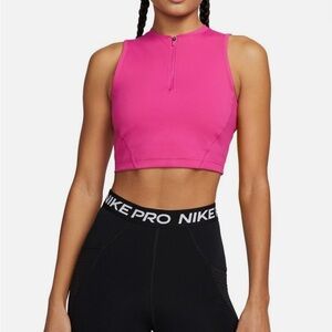 Nike Pro Dri-Fit 1/2 Zip Cropped Tank Top Pink Women's Sz small